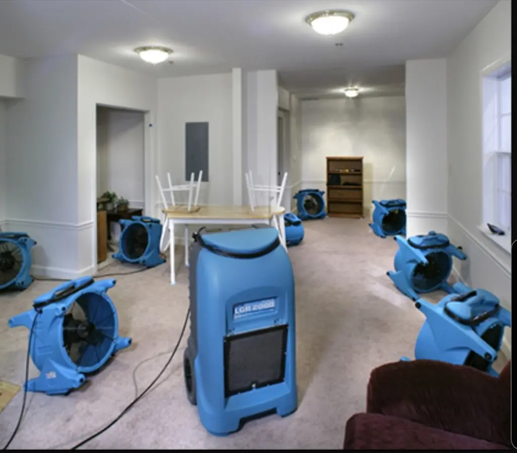 Air movers and dehumidifier setup for Water Extraction & Removal in Terre Haute